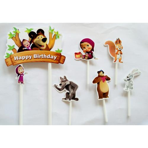 Foto Produk Topper cake kue ulang tahun karakter masha and the bear dari recht shop