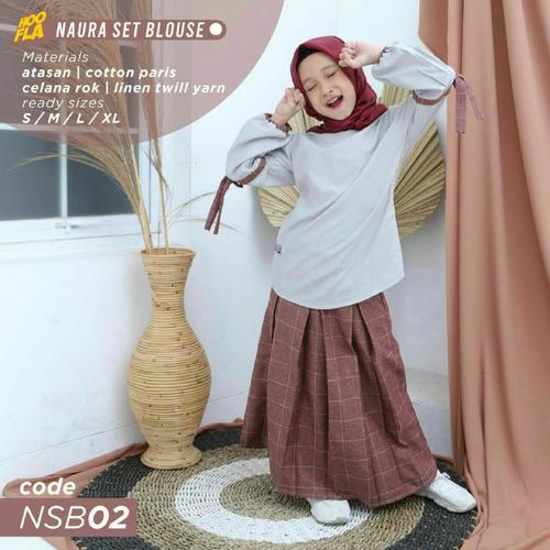 Foto Produk Stelan Rok Naura Set Blouse Hoofla Bahan Cotton Paris Warna Abu Maroon - S dari asheeqaofficial