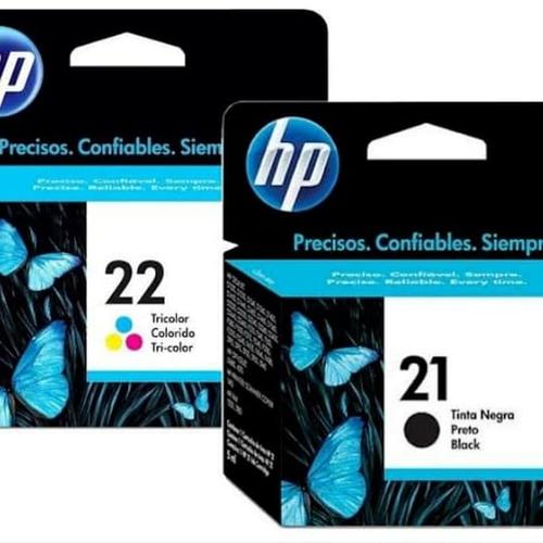 Lot Of 4 HP 21 & 22 Genuine Ink Cartridges - 2 Black (C9351) & 2 Tri-Color (C9352)