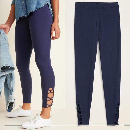 Oldnavy Mid-Rise Lattice-Hem Leggings 