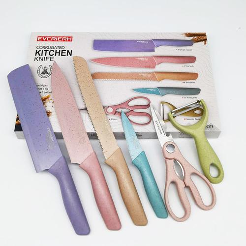 Foto Produk Set pisau dapur 6 in 1 stainless kitchen knife set gunting pengupas dari Toko Dupa Rezeki