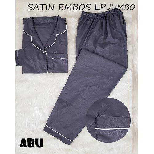 Foto Produk GARAF SATIN LP EMBOS JUMBO BAJU TIDUR WANITA CELANA PANJANG PIYAMA - Abu-abu dari Garaf Official
