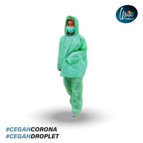 Foto Produk Jas Hujan Plastik Stelan celana anti corona Anti drop les baju apd dari BBTronik