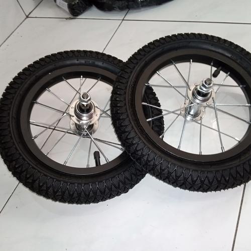 Foto Produk 2 set Roda Depan belakang Sepeda 12 velg jari ruji bos ban luar dalam dari Sekawan Sepeda