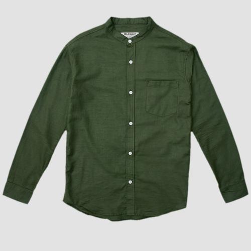 Jual Grandad collar shirt green army 