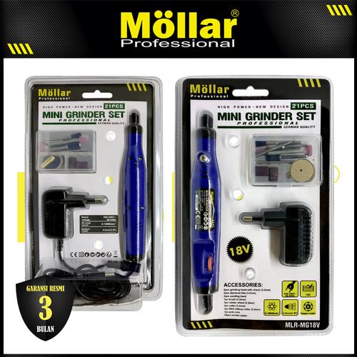 Gambar MOLLAR MG18V Mini Grinder Set 21 Pcs Bor Gerinda Tuner 18V Blister dari Mollar Official Kota Cirebon Tokopedia
