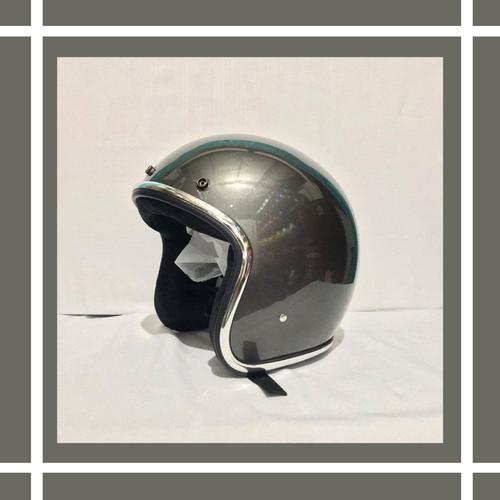 Foto Produk helm retro list chrom abu glossy dari kliwonOnline