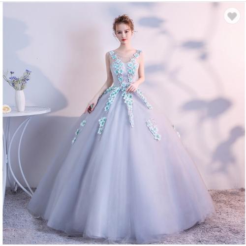 Jual Dresses Ball Gown Appliqued Flower 
