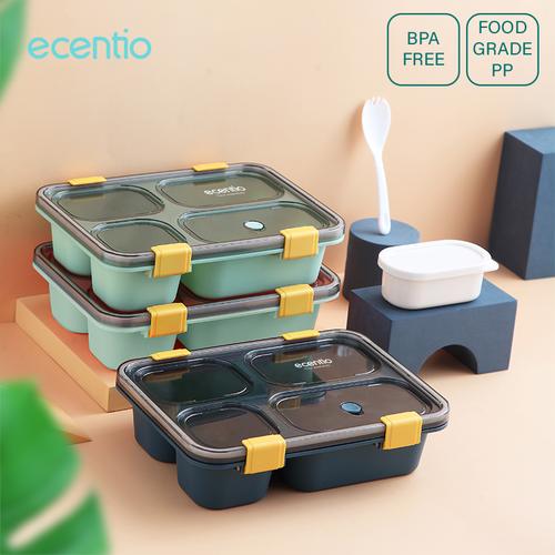 Foto Produk ecentio 1300ml Kotak Makan 4 Grid Dengan Kotak Sup Bawalah sendok - Biru dari ecentio Official Store
