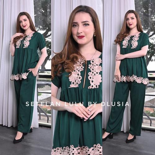 Foto Produk daster arab setelan celana panjang arab dlusia lulu - hijau botol dari batik saerah pekalongan
