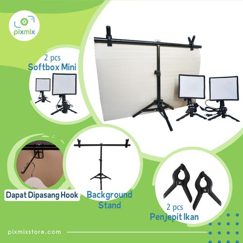 Foto Produk KOMPLIT STUDIO FOTO |BACKGROUND 70x100 + STAND T + SOFTBOX MINI - 12. White dari pixmix