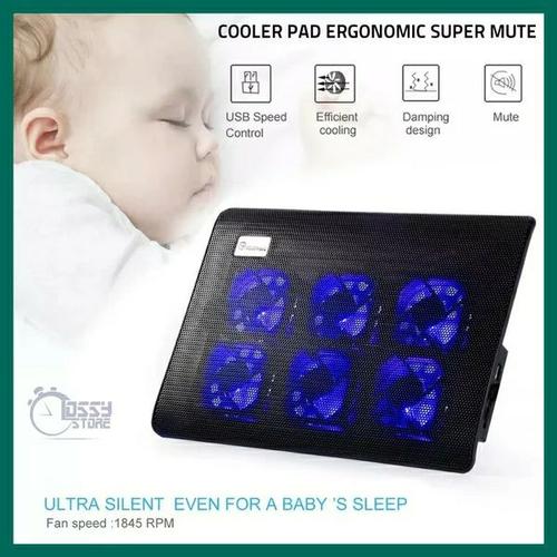 Foto Produk Kipas Laptop Cooling Pad Comfortable Ergonomic Super Mute 6 Fan dari Glosystore