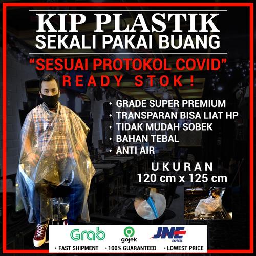Foto Produk CAPE / kIP BARBER / SALON SEKALI PAKAI , PLASTIK STERIL BEBAS VIRUS - 90 x 130 cm dari Distributor Pomade
