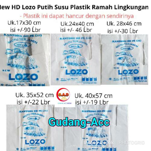 Foto Produk Kantong Plastik Kresek Lozo Tebal Putih Uk 17 24 28 35 40 50 Cm Putih - Lozo putih 40 dari ACC DEPOK