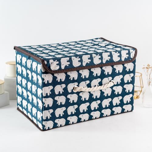 Foto Produk ARAMI Canvas Stackable Storage Box Keranjang Baju Mainan Multi Fungsi - Blue Bear dari Arami Lifestyle