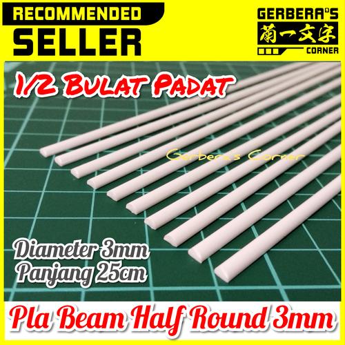 Foto Produk Plastic Beam Half Round 3mm Pla Beam Plastic Plate Custom Model Kit dari Gerbera's Corner