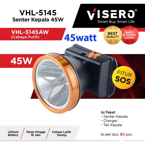 Foto Produk Senter kepala 45w cahaya putih VISERO VHL-5145 45w head lamp headlamp dari Warunglistrik