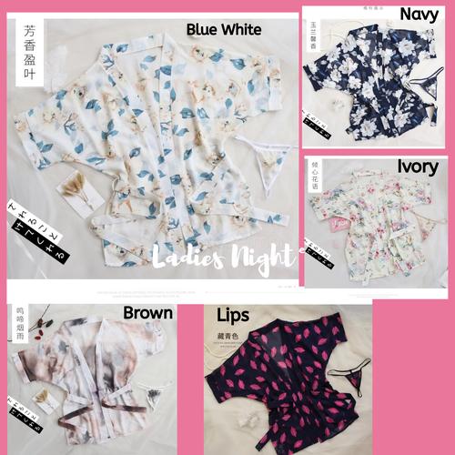 Foto Produk Pink Rose Hyukie Sexy Kimono Lingerie - Tali Pinggang +Gtring - Navy dari Ladies Night