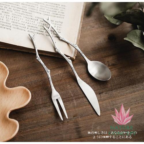 Foto Produk Sendok Garpu Pisau Unik per SET (3 in 1) - Teh Kopi Dessert Gift - Silver dari Nature Concept