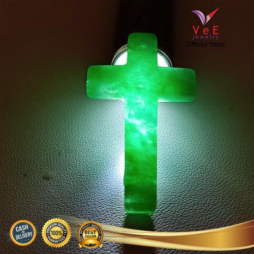 Foto Produk Liontin Batu Giok Burma Asli Salib - VeE Liontin Pendant Wanita Pria dari Vee Jewelry