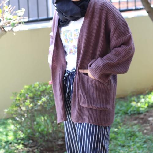 Jual cardigan rajut oversize burgundy 