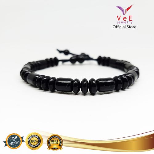 Foto Produk Gelang Batu Giok China Asli Tabung 3 Pipih 6mm - VeE Gelang Tali Pria dari Vee Jewelry