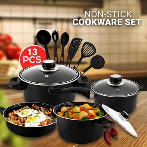Foto Produk COOKWARE 13 PCS Set Panci Teflon Spatula Pelangi - Panci Set 13 Pcs - Hitam dari dfanccie house