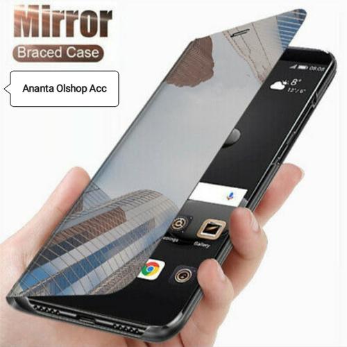 Foto Produk Flip Case OPPO RENO 4 RENO4 Clear View Standing Mirror Full Cover - Ungu dari Ananta olshop acc