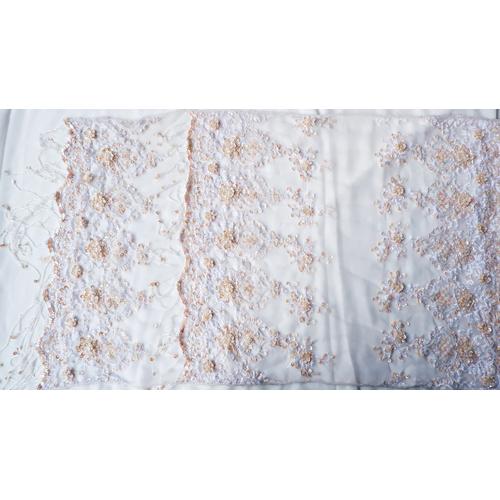 Foto Produk Selendang/Kerudung Pengantin Payet Handmade Putih AB Premium - Bordir dari jakahong studio