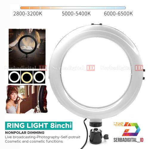 Foto Produk Ring Light Cruf LED 20 Cm / 8 inch Make Up Vlog Live streaming dari serbadigital-id