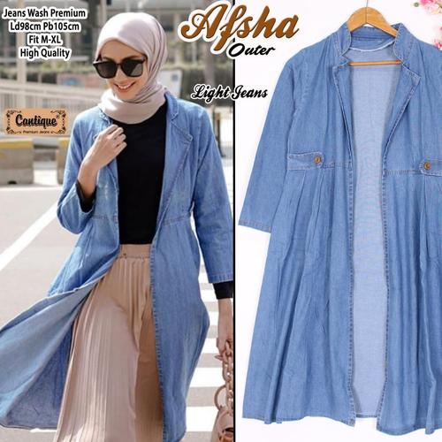 Jual cq- afsha outer / outer jeans / cardigan jeans - Kota Surakarta -  Tigabelas Merch | Tokopedia