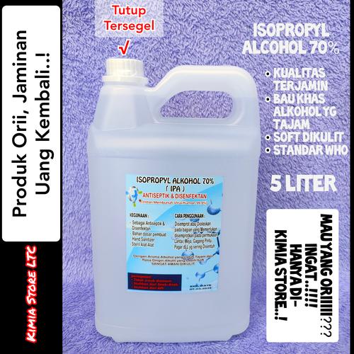 Foto Produk Alkohol Isopropyl kemasan 5 Liter 99% & 70% - Iso 70 dari Kimia Store..!