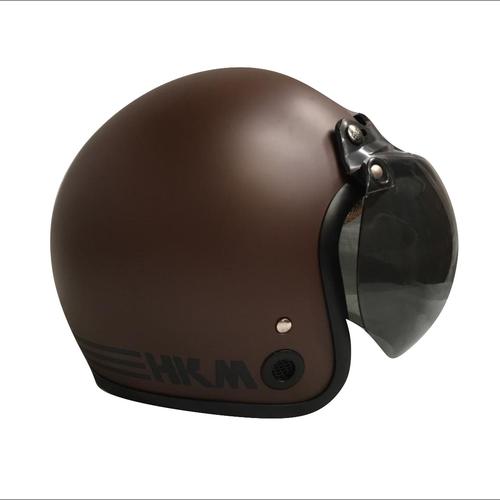 Foto Produk Helm retro HKM Line brown doff (free kaca helm) dari GudangHelm