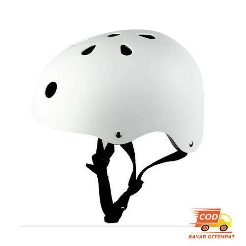 Foto Produk Helm Sepeda Gowes Helm Rafting Helm Skuter Helm Sepatu Roda Skateboard - Putih dari Jalur Kanan