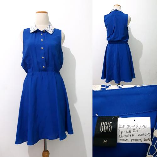 Jual blue Collar Dress by GG5/Preloved 