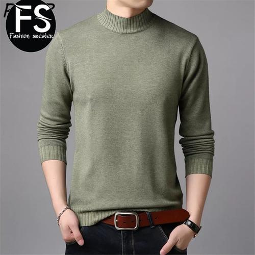 Foto Produk sweater rajut cotton v neck pria - hijau army, S dari izdihaar fashion Sweater