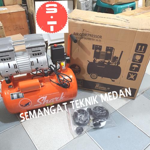 Foto Produk OV10-25 COMPRESSOR KOMPRESSOR OILLESS SILENT 1HP 1 HP 25 LITER SHARK dari Semangat Teknik