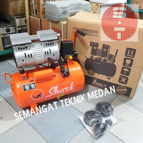 Foto Produk OV7-25 COMPRESSOR KOMPRESSOR OILLESS SILENT 3/4HP 3/4 HP 25LITER SHARK dari Semangat Teknik