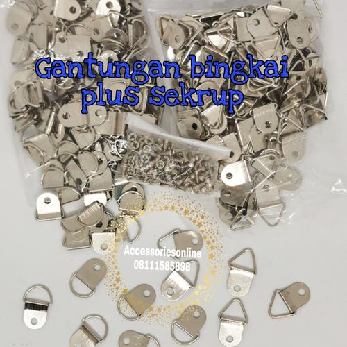 Gambar gantungan bingkai 360 plus sekrup 5 mm nikel/cantelan pigura-144 pcs - Gb 360 D dari accessoriesonline Jakarta Barat Tokopedia