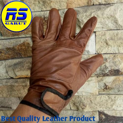 Foto Produk sarung tangan kulit asli sarung tangan motor murah Trandy (RS325) - Cokelat, All size Fit L dari Real skin garut(jakarta)