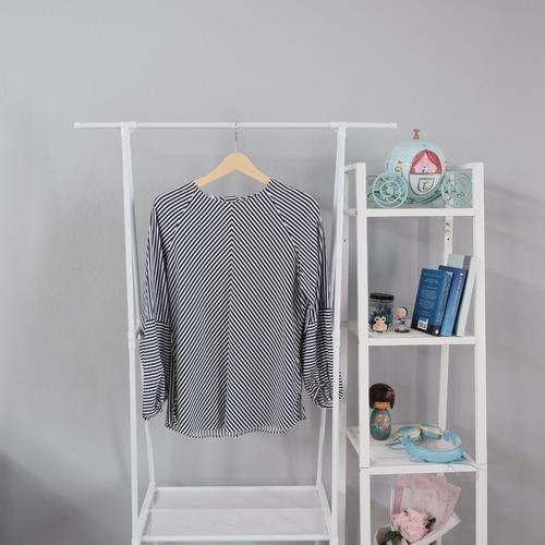 Zara Navy Blue \u0026 White Striped Blouse 