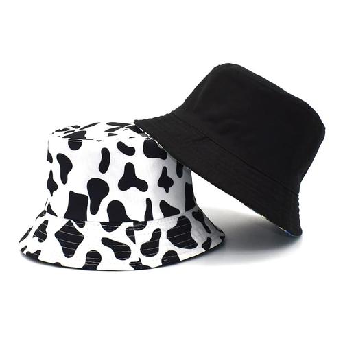 Jual Topi Bucket Motif Sapi Warna Hitam 