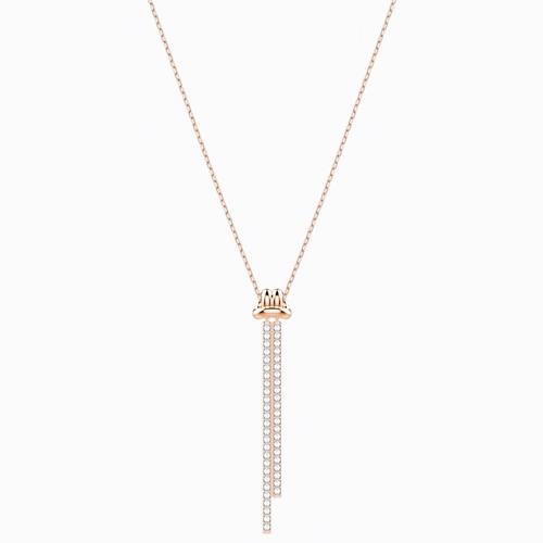 Y PENDANT, WHITE, ROSE-GOLD TONE PLATED 