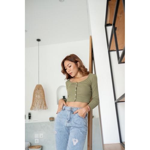Jual crop tee atasan wanita - Kuning 