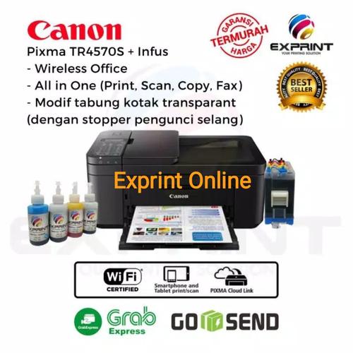 Foto Produk Printer Canon Pixma TR4570s + infus ( print scan copy fax wifi) - Tinta Standar dari Exprint online
