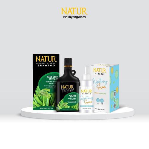 Foto Produk Natur Miracle Brightening Face Serum & Natur Shampoo 140 ml dari AZALEA OFFICIAL STORE
