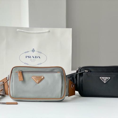 Jual PRADA NYLON BELT BAG marble grey 