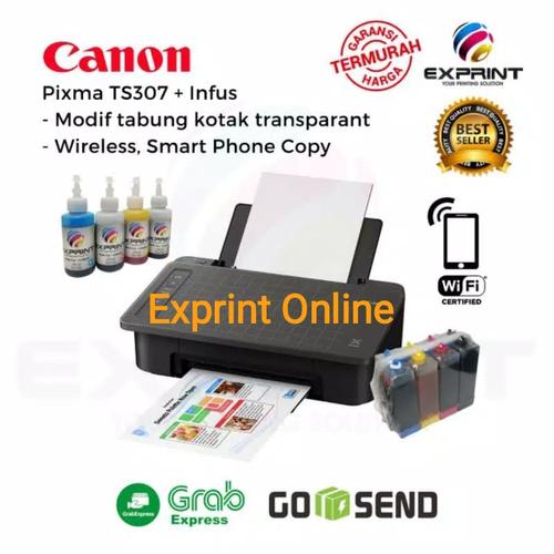 Foto Produk Printer Canon Pixma TS307 Wireless + infus - Tinta Standar dari Exprint online