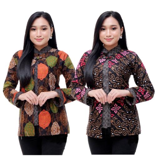 Foto Produk Baju batik wanita blouse bolero kombinasi best seller 005 - Pink, M dari SANTY-COLLECTION