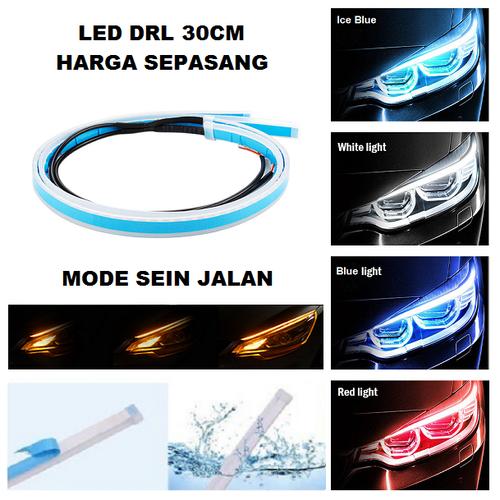 Foto Produk Lampu LED Alis Tempel DRL 30 CM Mobil Motor 30CM Sein Running Grade A+ - putih kuning dari Motovindo
